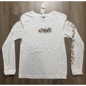 Y2K‎ O'neill White Flower Long Sleeve Women's Shirt Size L
